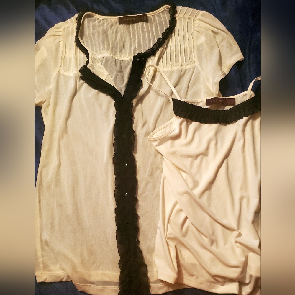 Elegant Beige and Black Blouse Set